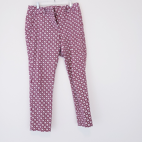LOFT Pink Print Julie Skinny Pants Size 10 Floral - Picture 5 of 13